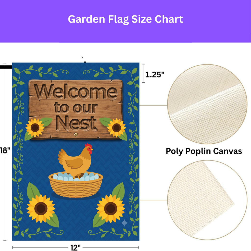 Welcome to Our Nest Garden Flag Double Sided 12x18 24x32 Outdoor