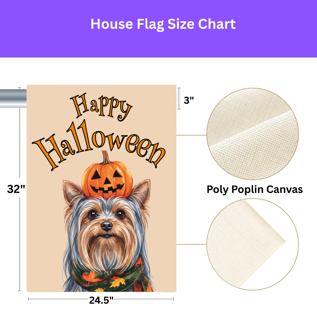 Happy Halloween Yorkshire Terrier And Pumpkin Garden Flag Double Sided Outdoor