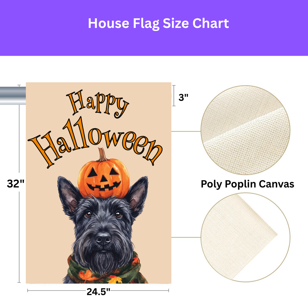 Happy Halloween Scottish Terrier And Pumpkin Garden Flag Double Sided Outdoor