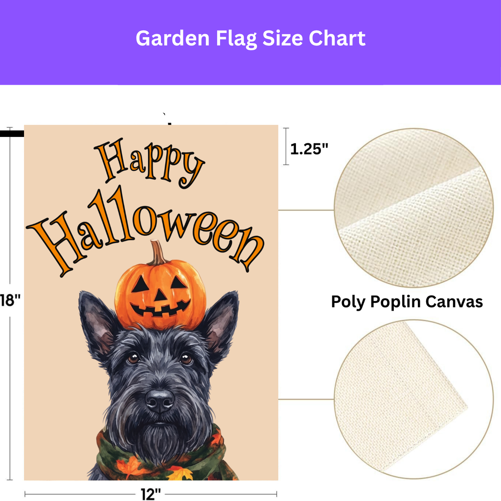 Happy Halloween Scottish Terrier And Pumpkin Garden Flag Double Sided Outdoor
