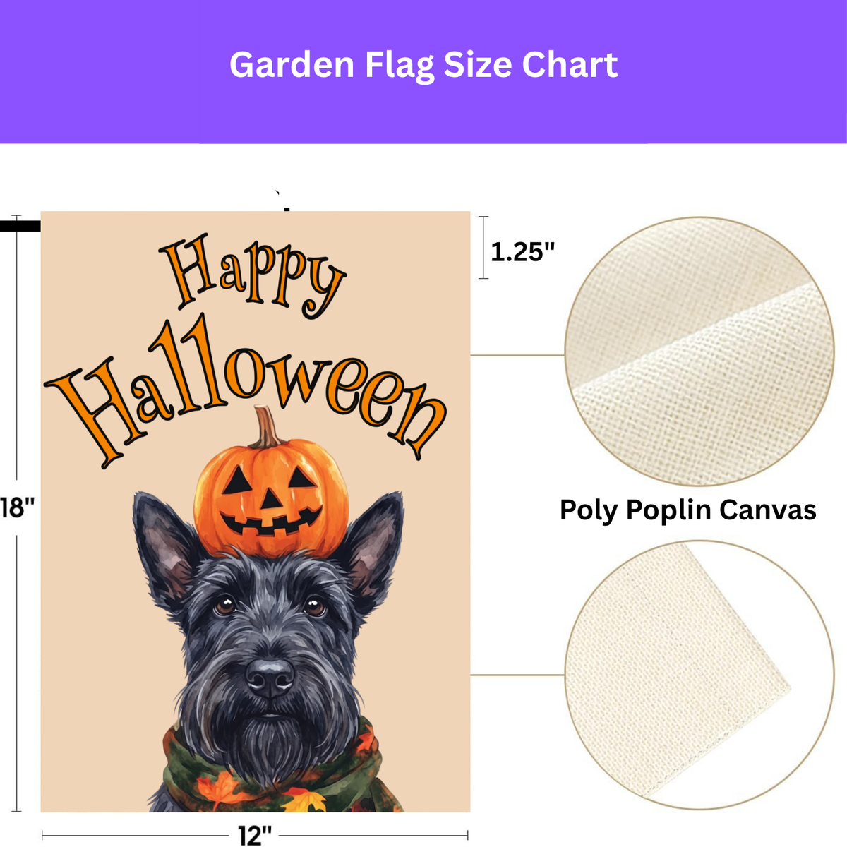 Happy Halloween Scottish Terrier And Pumpkin Garden Flag Double Sided Outdoor
