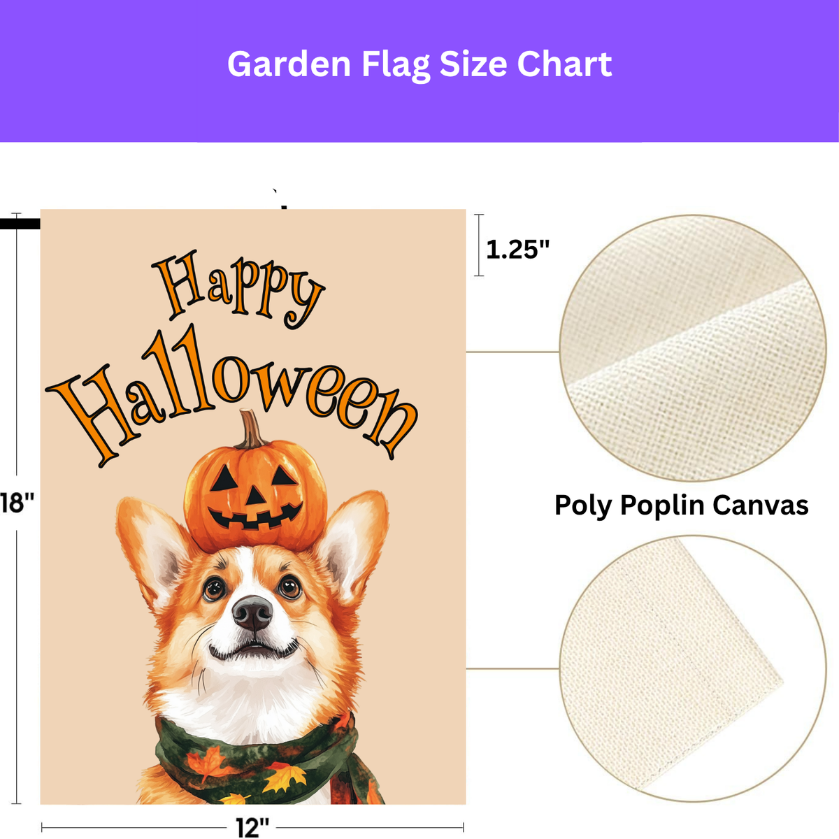 Happy Halloween Corgi and Pumpkin Garden Flag Double Sided 12x18 24x32 Outdoor