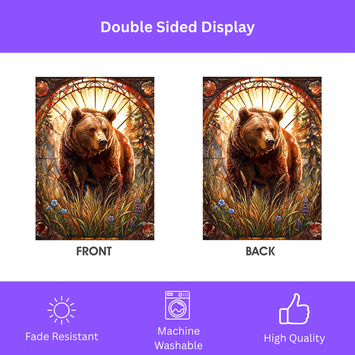 Grizzly Bear Garden Flag Double Sided 12x18 24x32 Outdoor