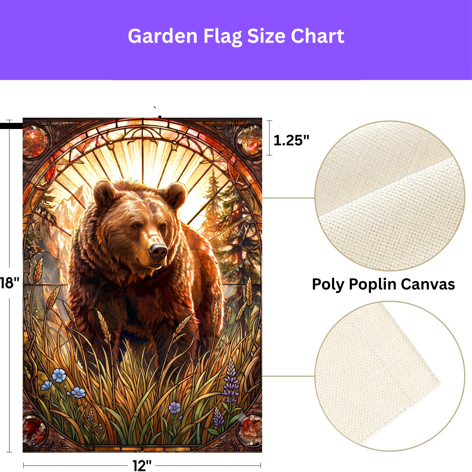 Grizzly Bear Garden Flag Double Sided 12x18 24x32 Outdoor