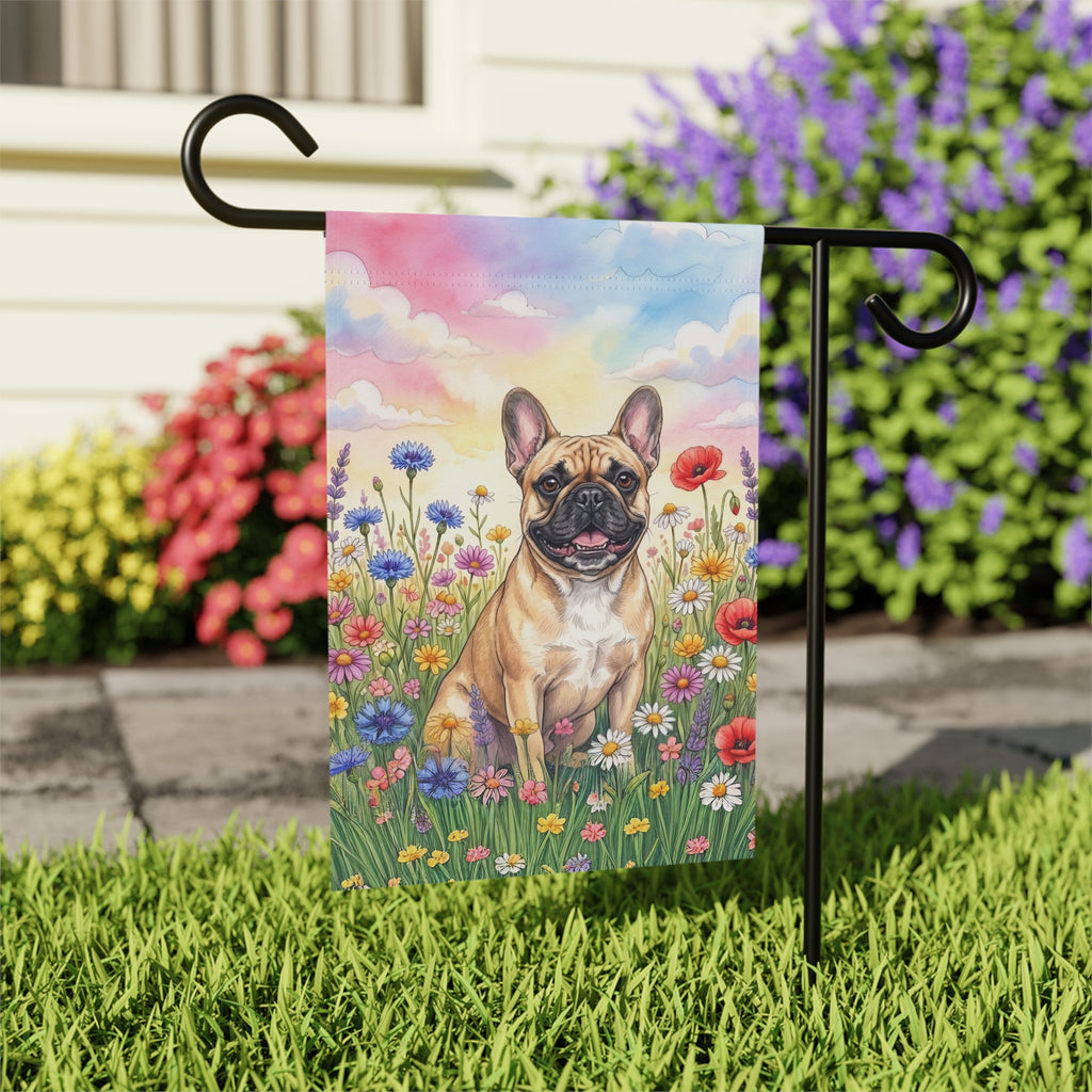 French Bulldog in Wildflowers Garden Flag Double Sided 12x18 24x32 Outdoor