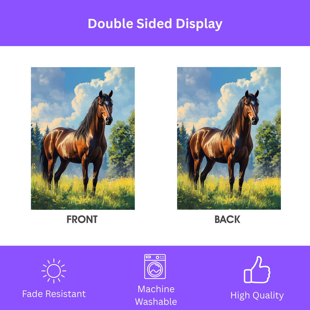Clouded Sky Brown Horse Garden Flag Double Sided 12x18 24x32 Outdoor