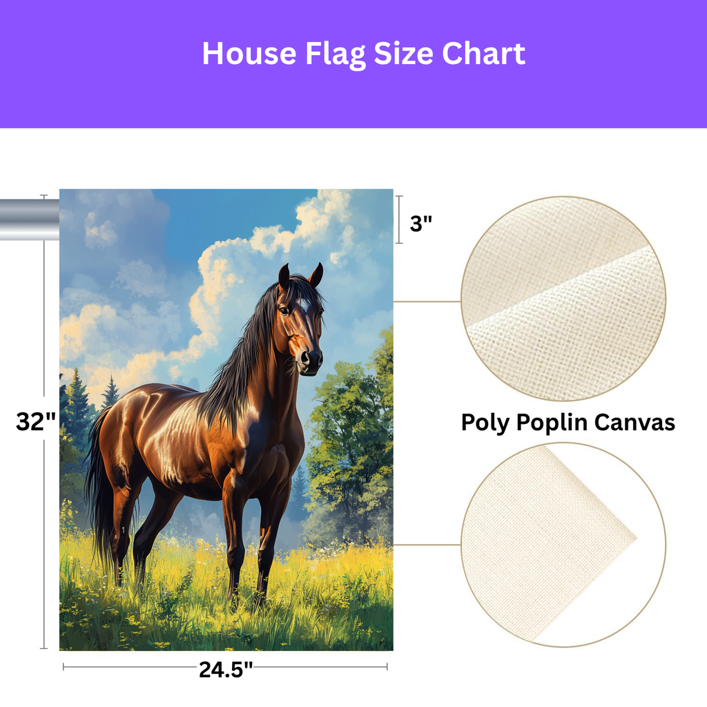 Clouded Sky Brown Horse Garden Flag Double Sided 12x18 24x32 Outdoor