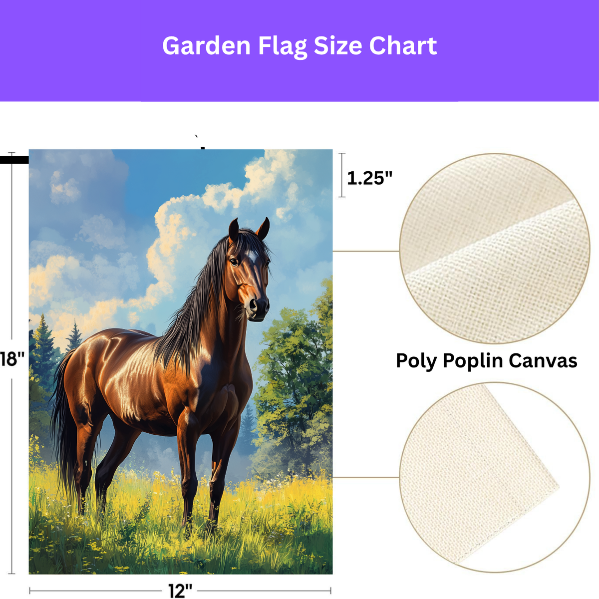 Clouded Sky Brown Horse Garden Flag Double Sided 12x18 24x32 Outdoor
