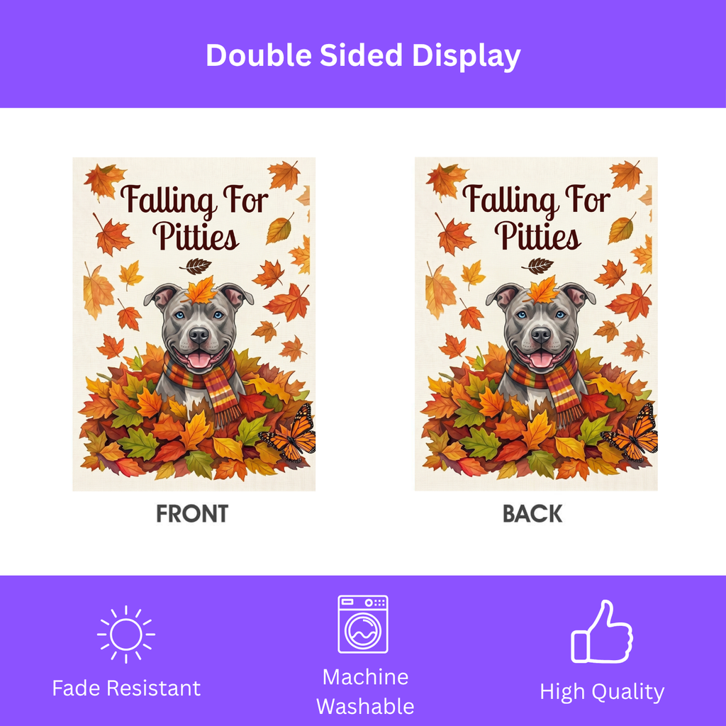 Falling For Pitties American Pitbull Terrier Garden Flag Double Sided Outdoor