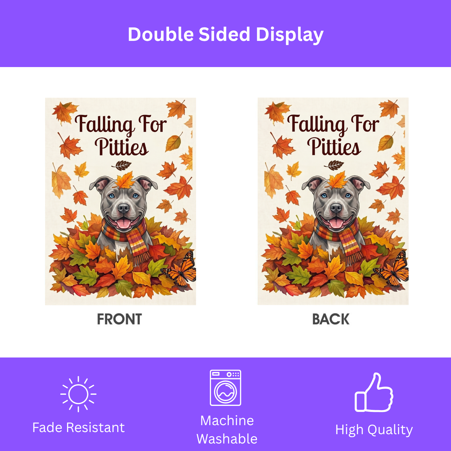 Falling For Pitties American Pitbull Terrier Garden Flag Double Sided Outdoor