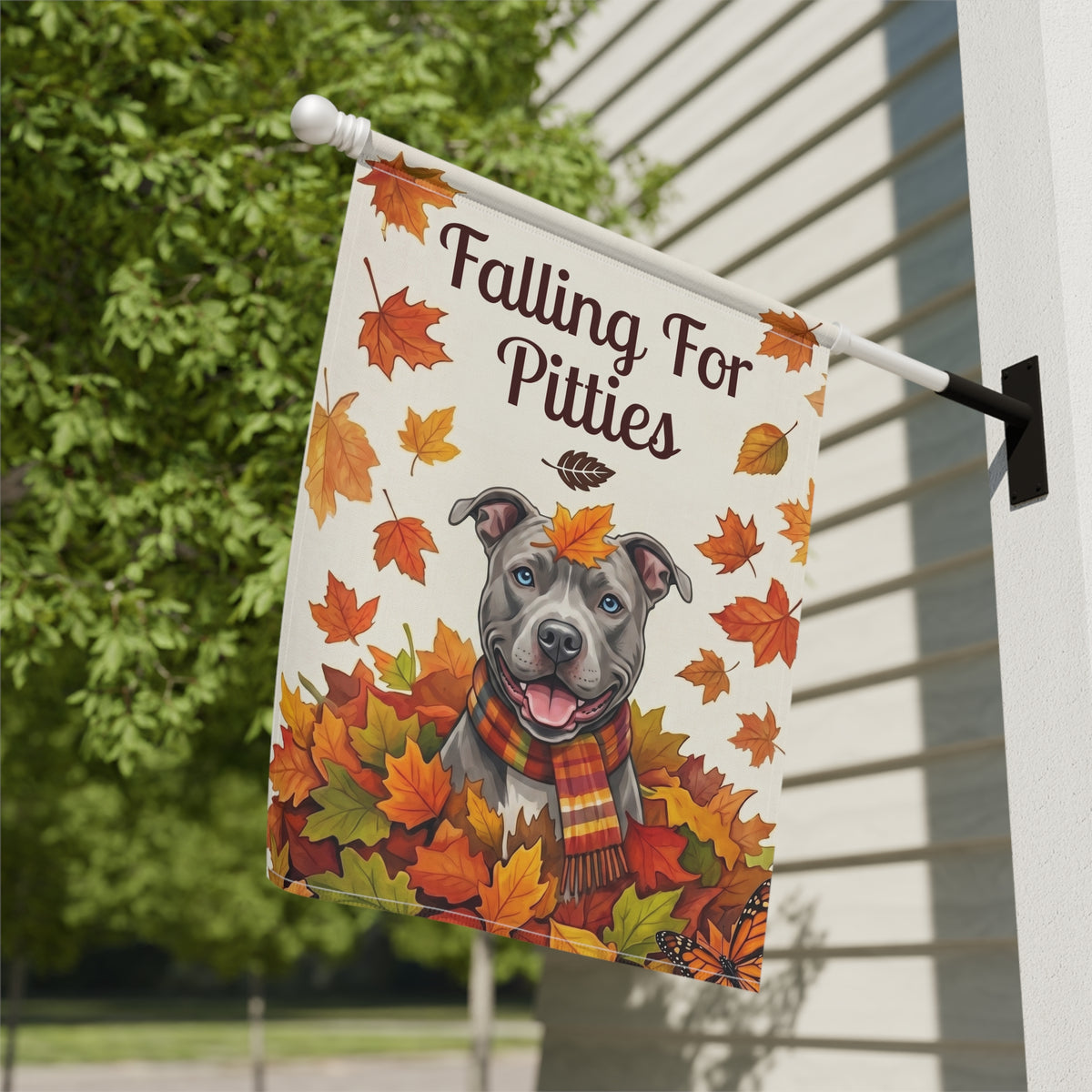 Falling For Pitties American Pitbull Terrier Garden Flag Double Sided Outdoor