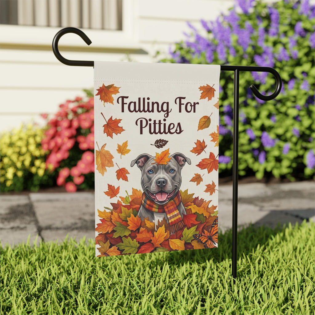 Falling For Pitties American Pitbull Terrier Garden Flag Double Sided Outdoor