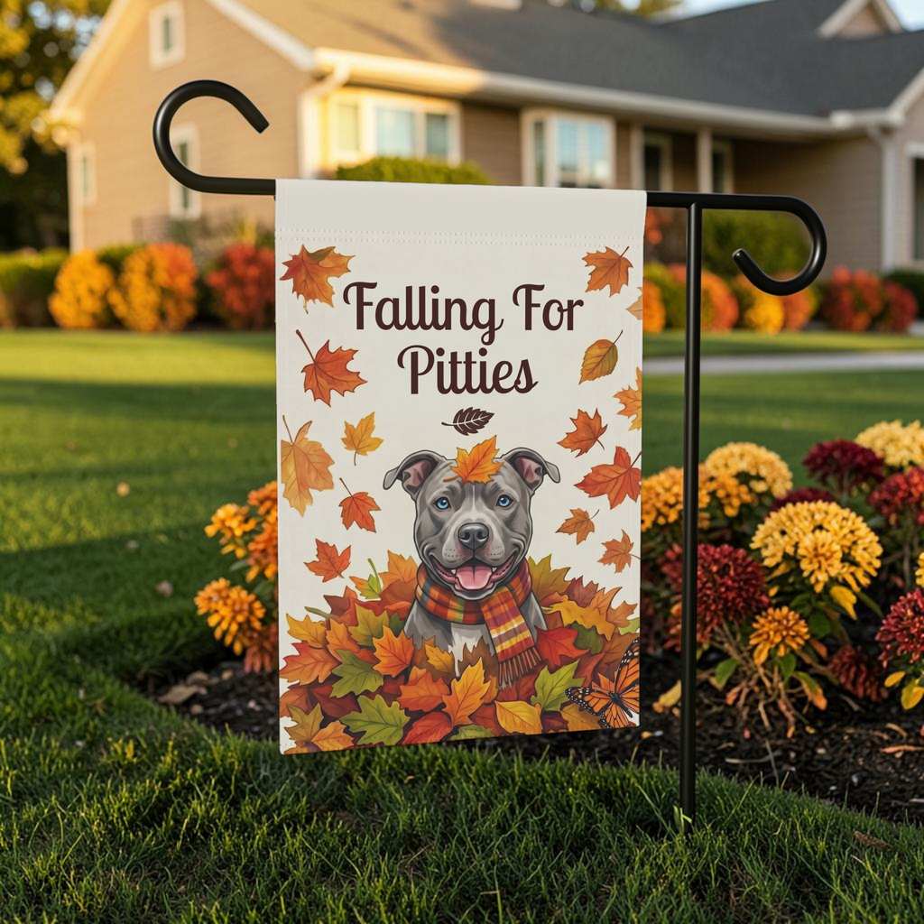 Falling For Pitties American Pitbull Terrier Garden Flag Double Sided Outdoor