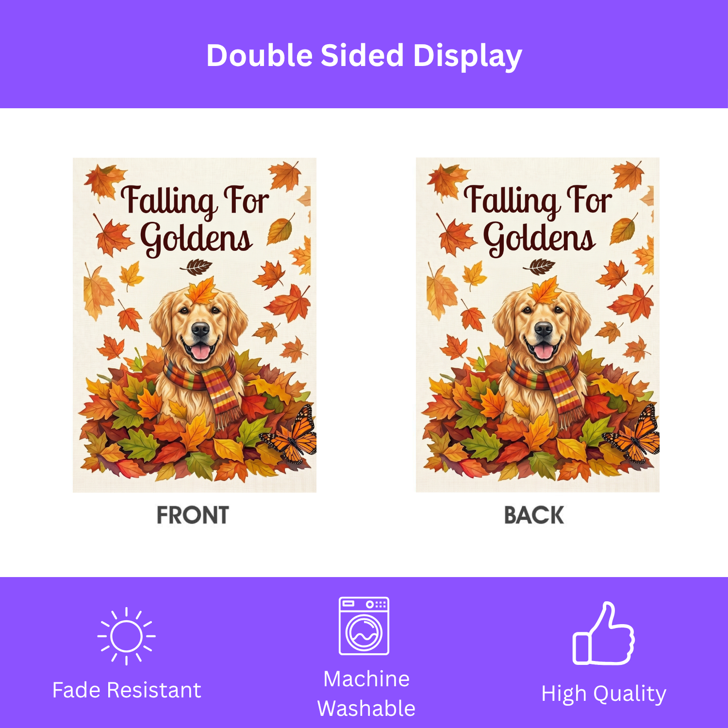 Falling For Goldens Golden Retriever Garden Flag Double Sided 12x18 24x32