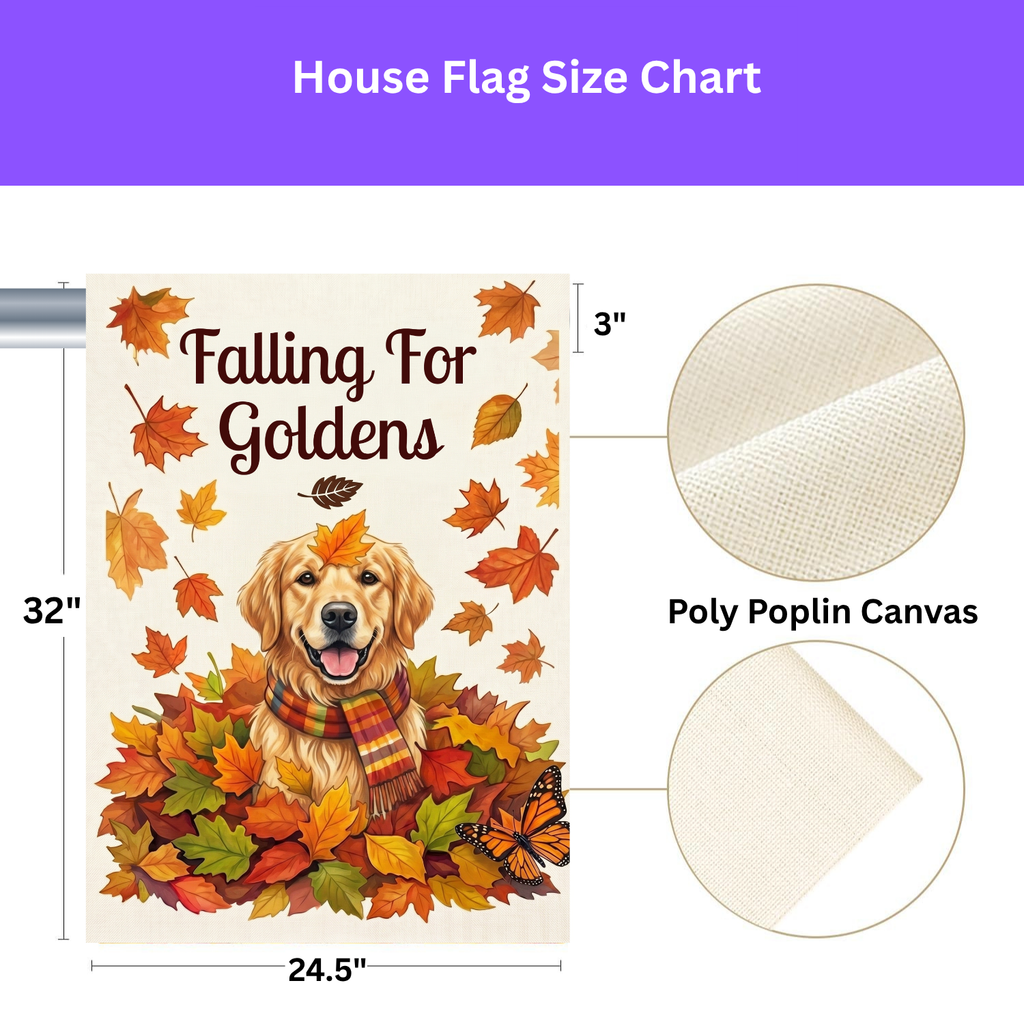 Falling For Goldens Golden Retriever Garden Flag Double Sided 12x18 24x32