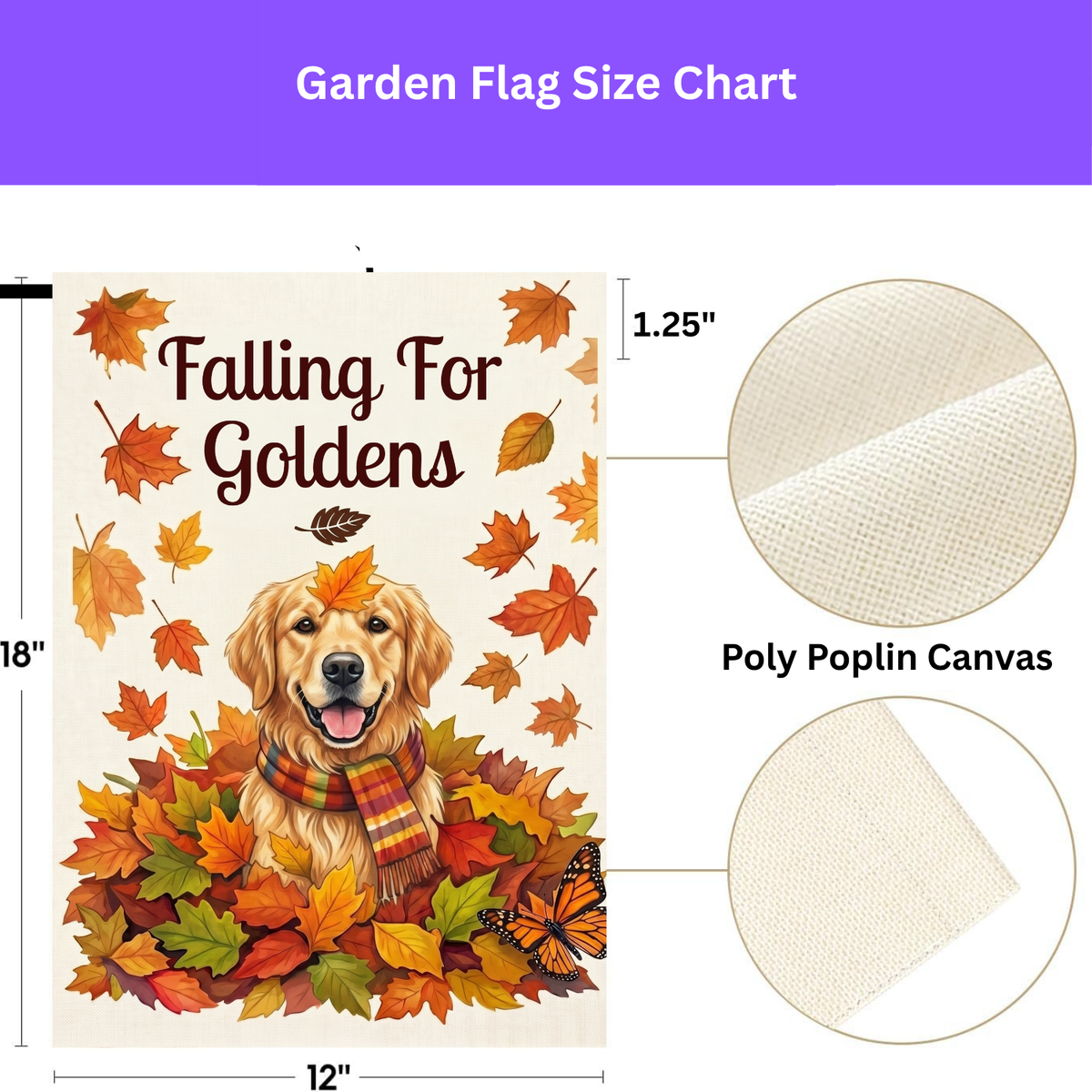 Falling For Goldens Golden Retriever Garden Flag Double Sided 12x18 24x32