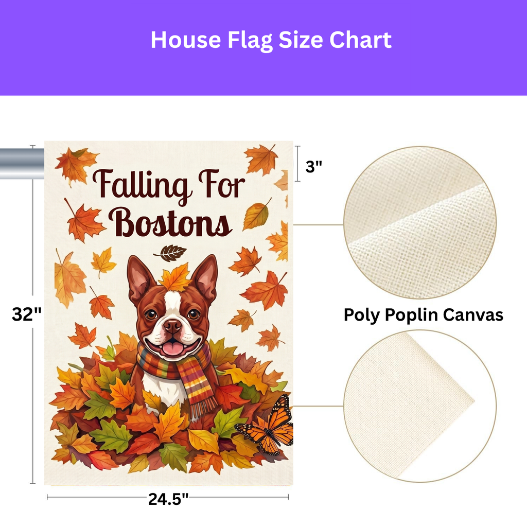 Falling For Bostons Red Boston Terrier Garden Flag Double Sided 12x18 24x32