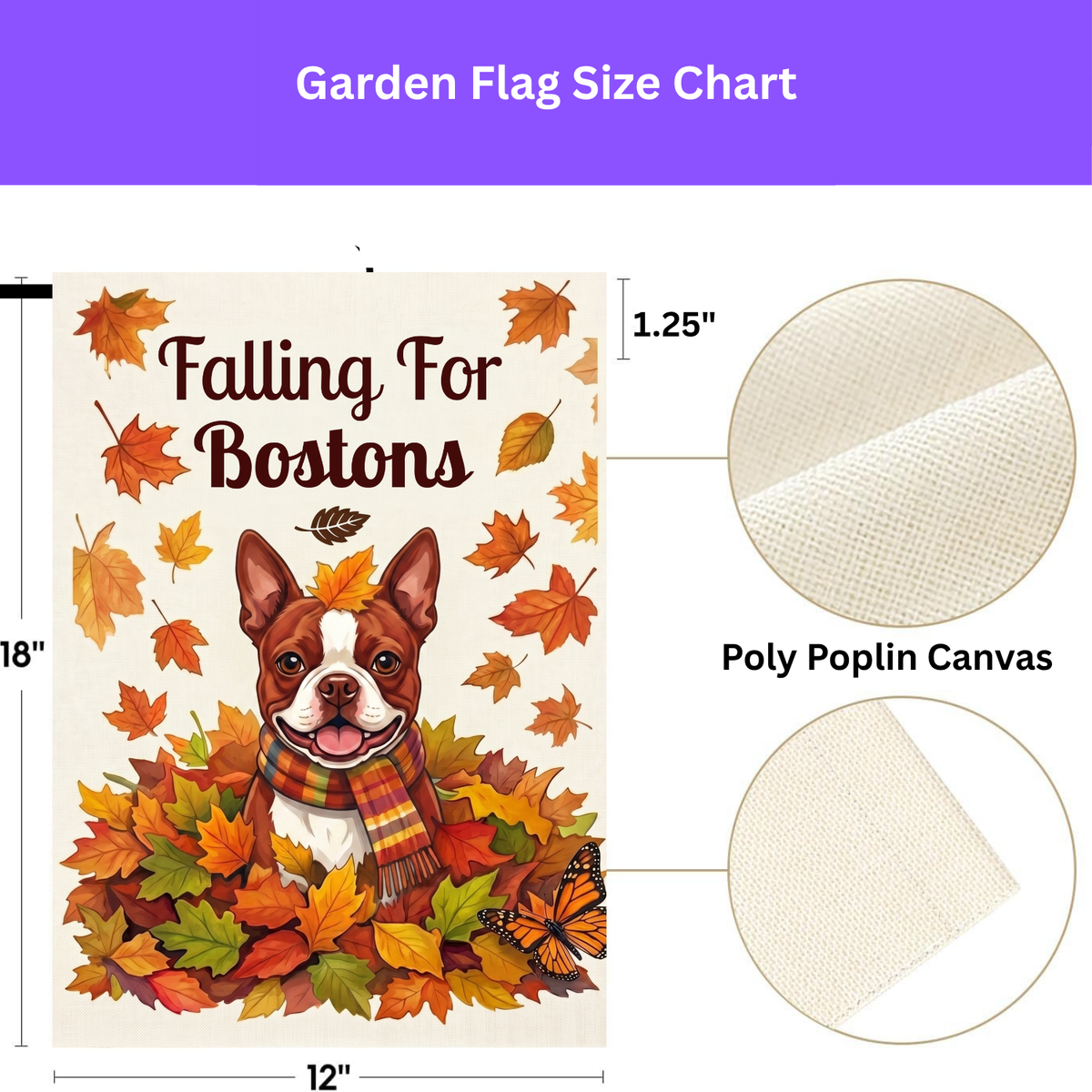 Falling For Bostons Red Boston Terrier Garden Flag Double Sided 12x18 24x32