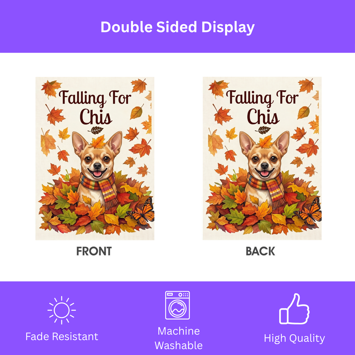 Falling For Chis Short Haired Chihuahua Autumn Garden Flag Double Sided Outdoor