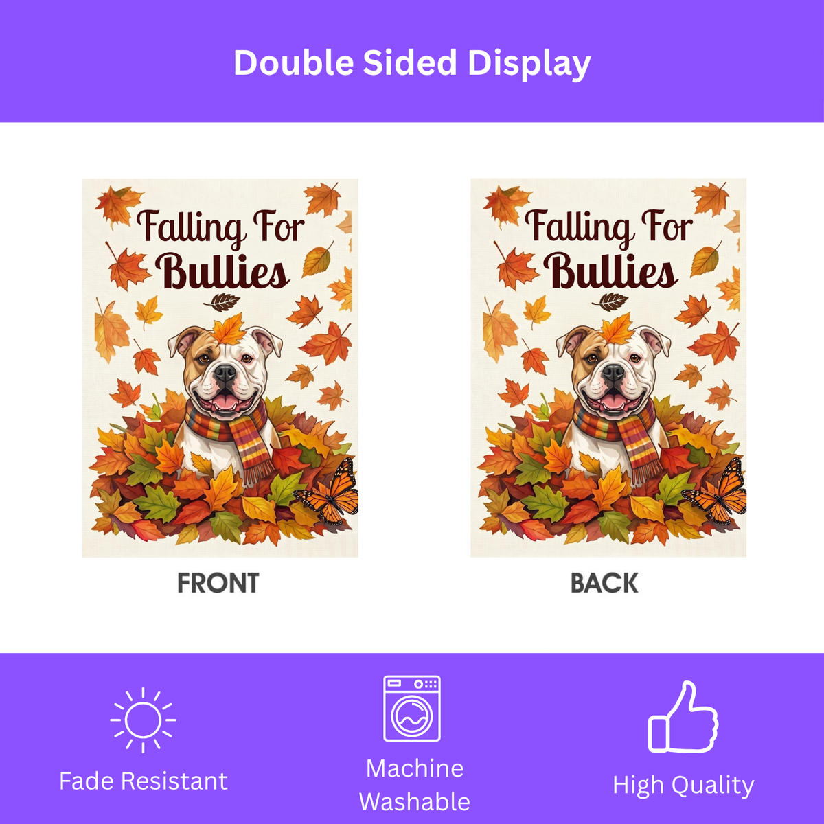 Falling For Bullies American Bulldog Garden Flag Double Sided 12x18 24x32