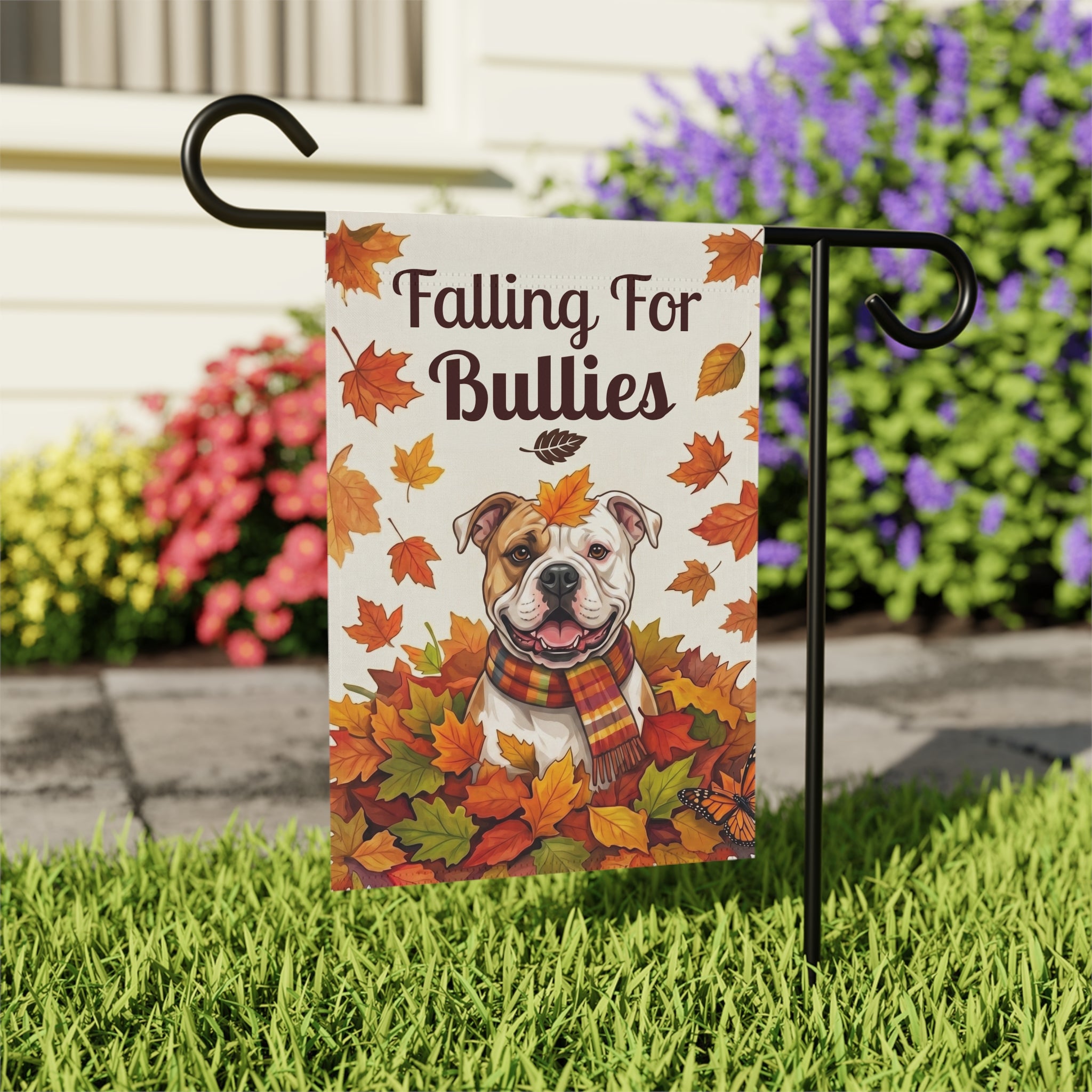 Falling For Bullies American Bulldog Garden Flag Double Sided 12x18 24x32