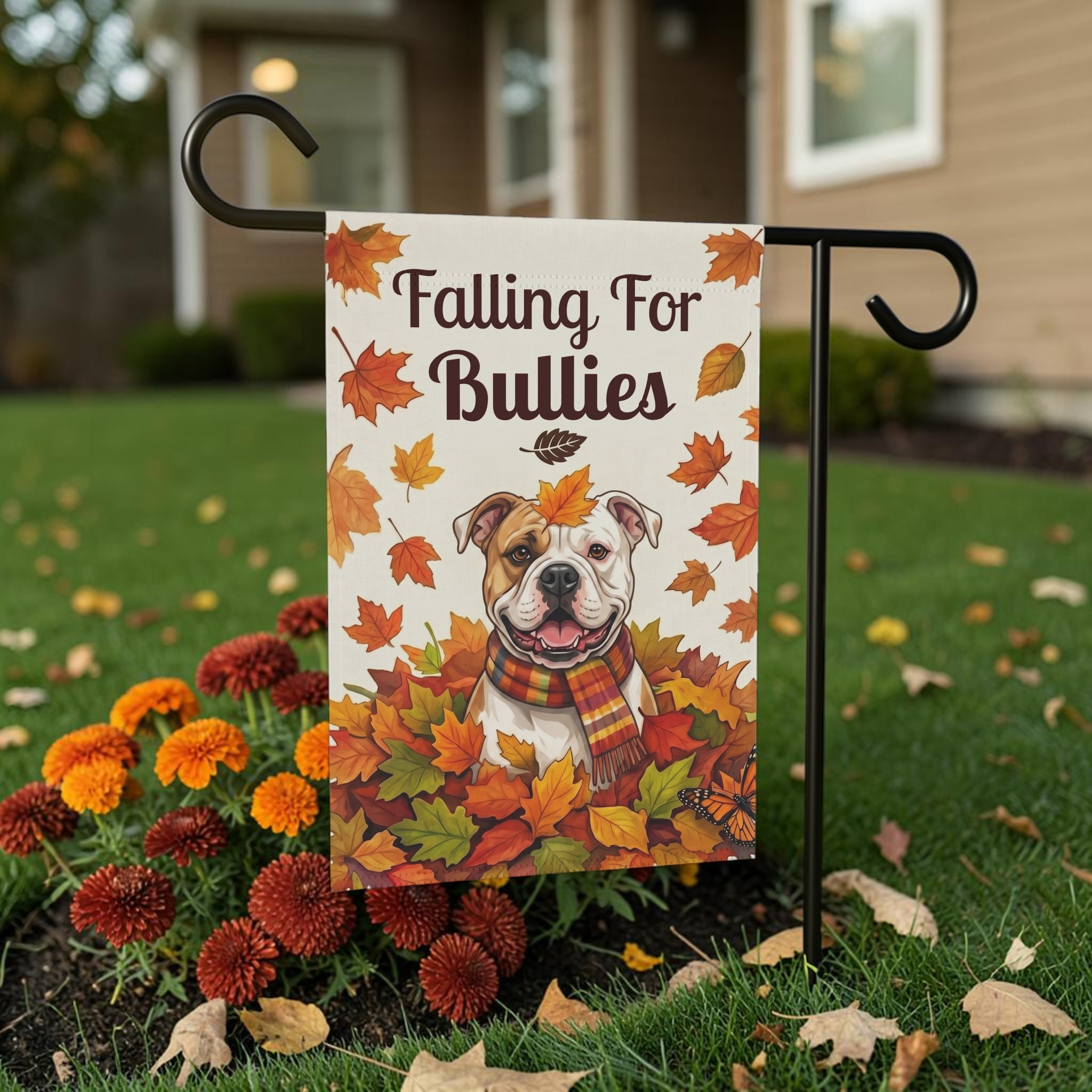 Falling For Bullies American Bulldog Garden Flag Double Sided 12x18 24x32