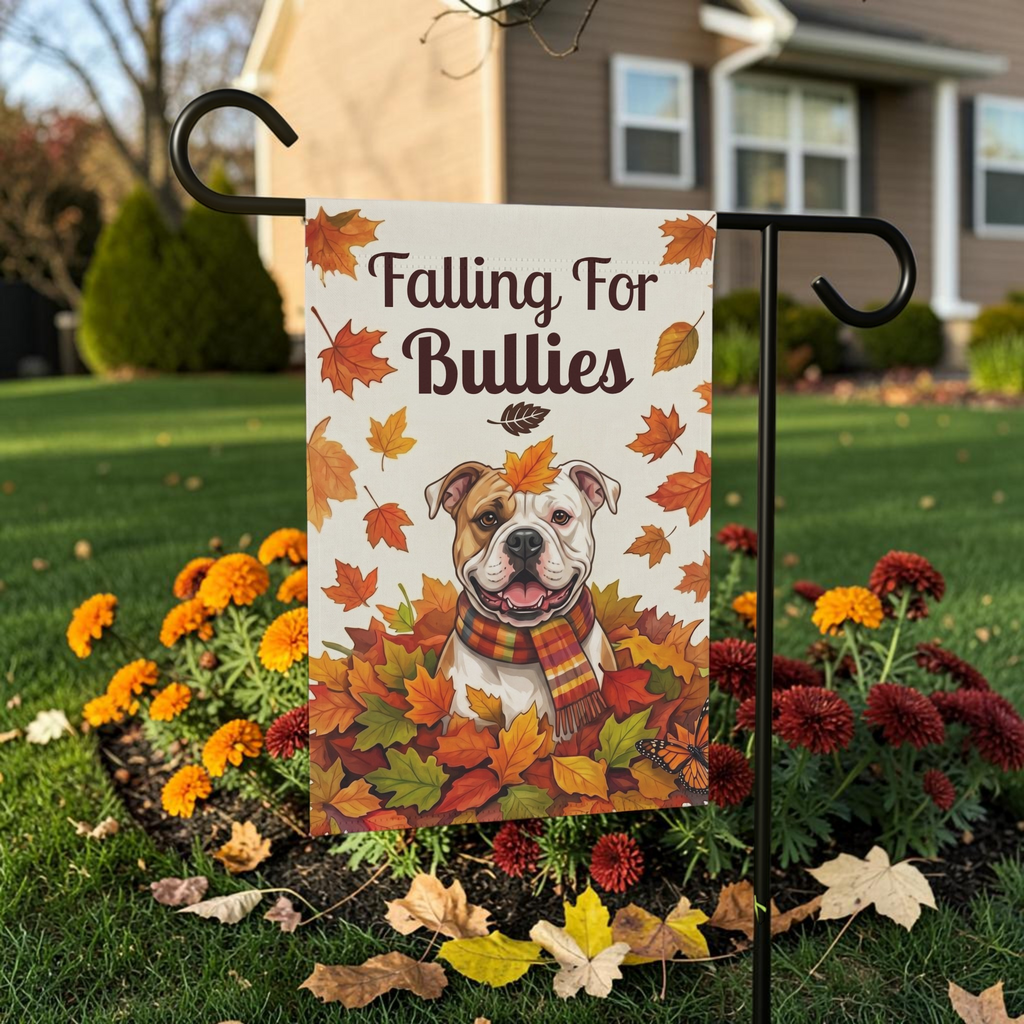Falling For Bullies American Bulldog Garden Flag Double Sided 12x18 24x32