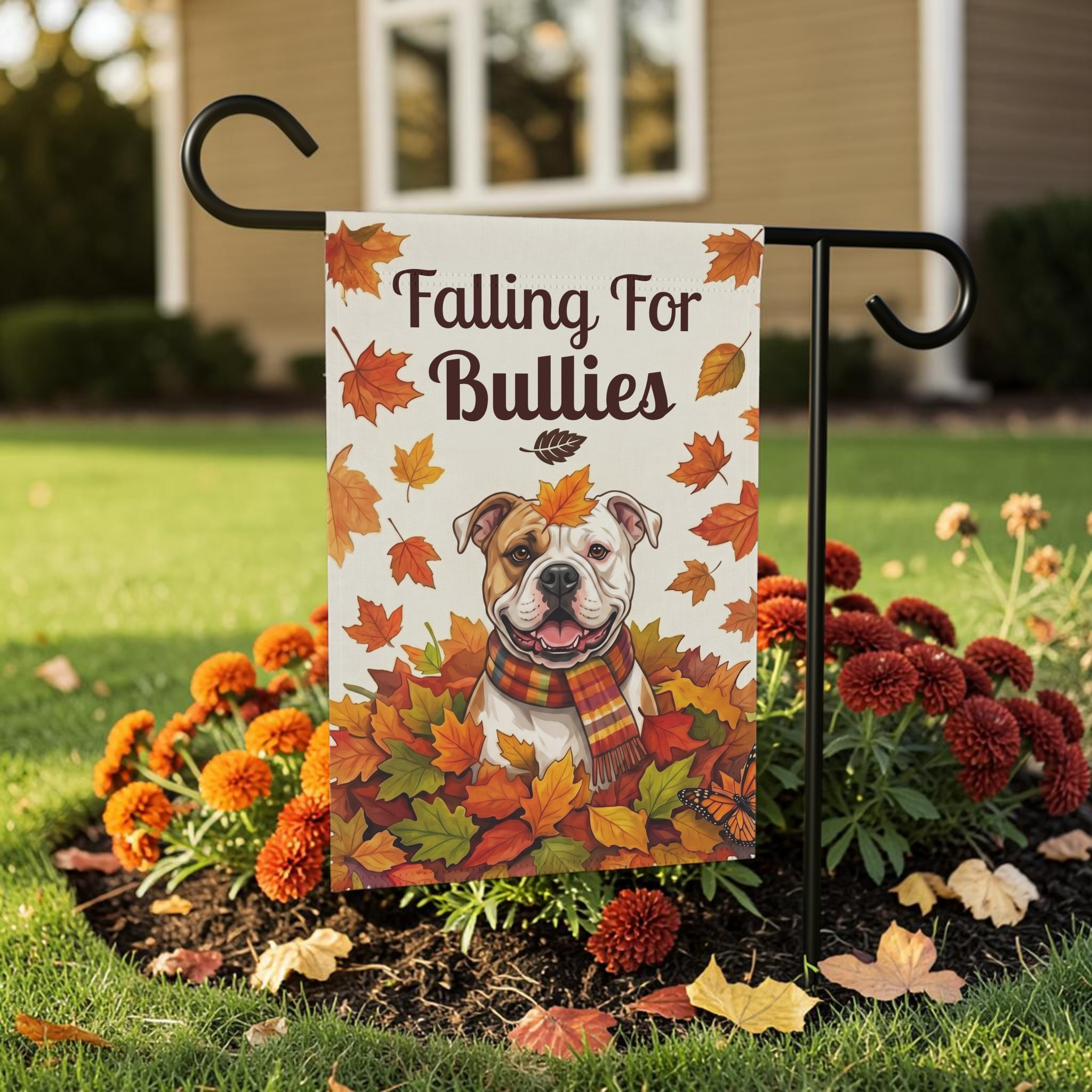 Falling For Bullies American Bulldog Garden Flag Double Sided 12x18 24x32