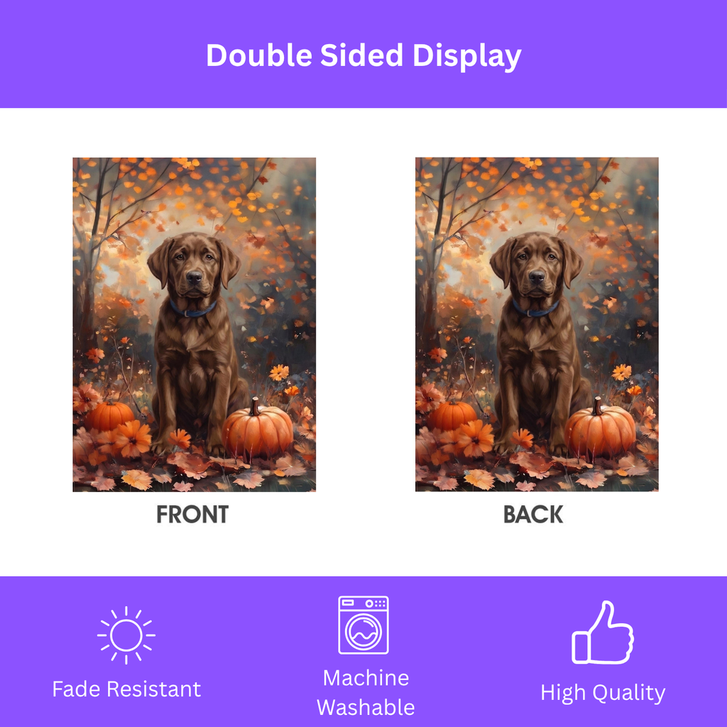 Fall Chocolate Labrador Retriever Garden Flag Double Sided 12x18 24x32 Outdoor