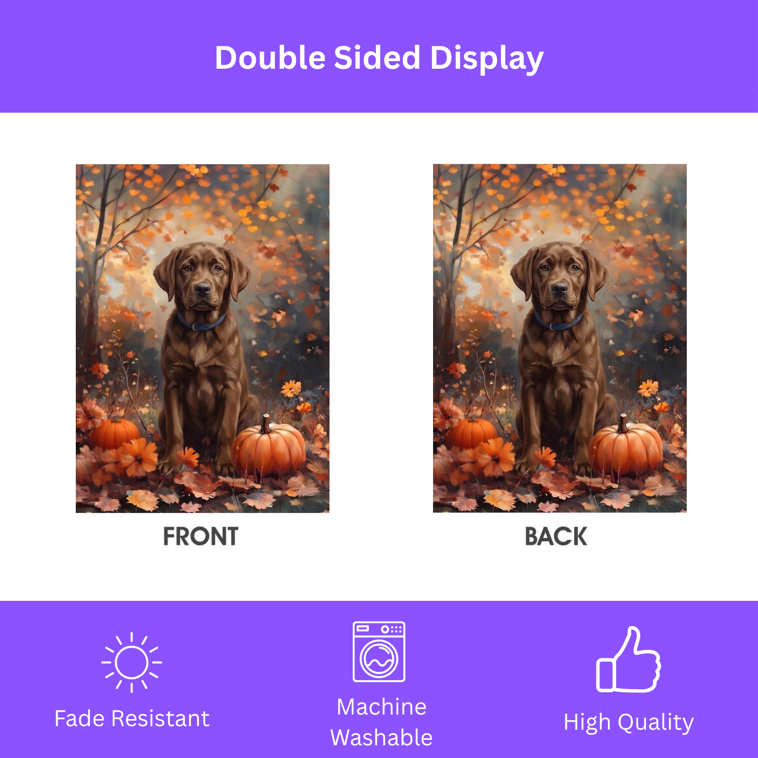 Fall Chocolate Labrador Retriever Garden Flag Double Sided 12x18 24x32 Outdoor