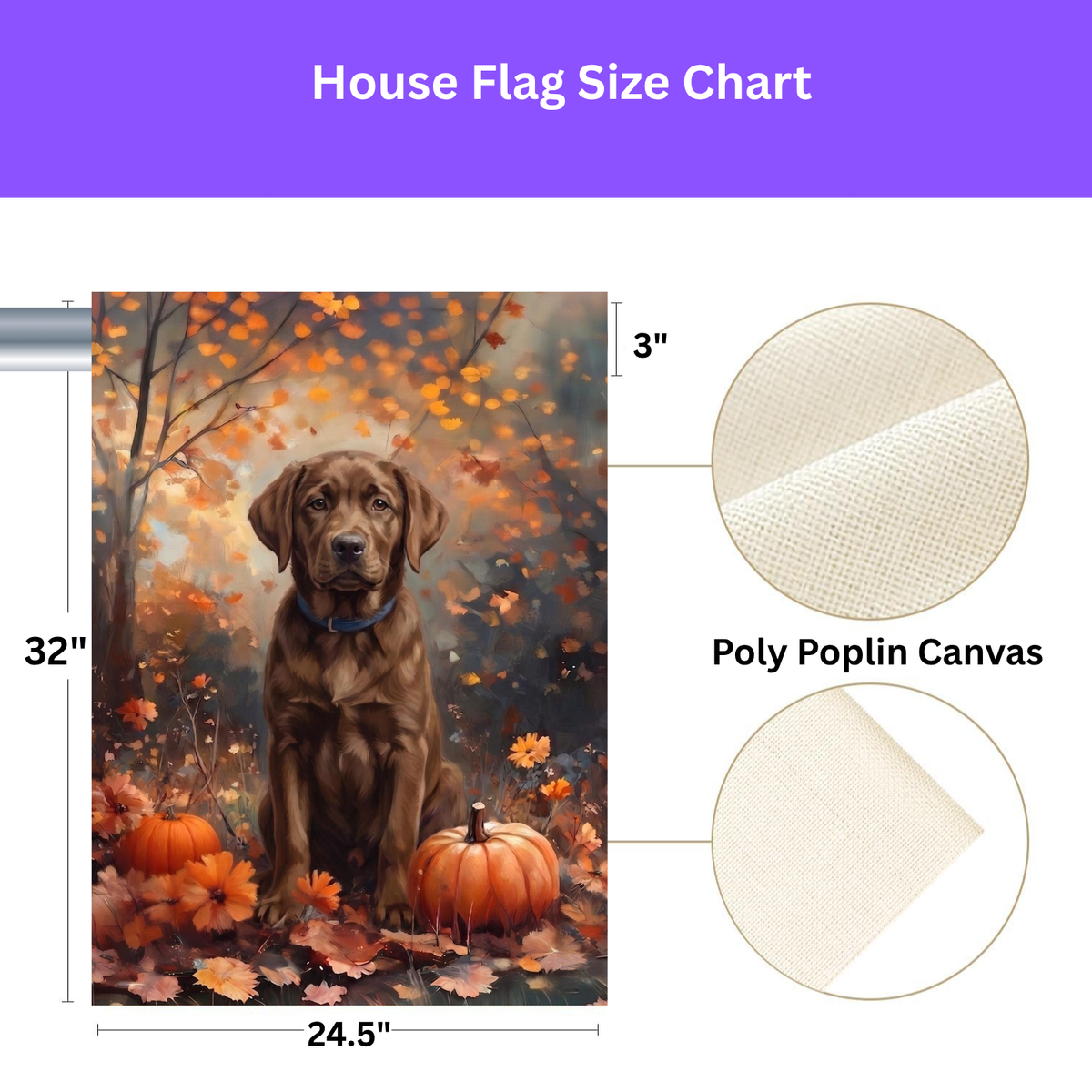 Fall Chocolate Labrador Retriever Garden Flag Double Sided 12x18 24x32 Outdoor
