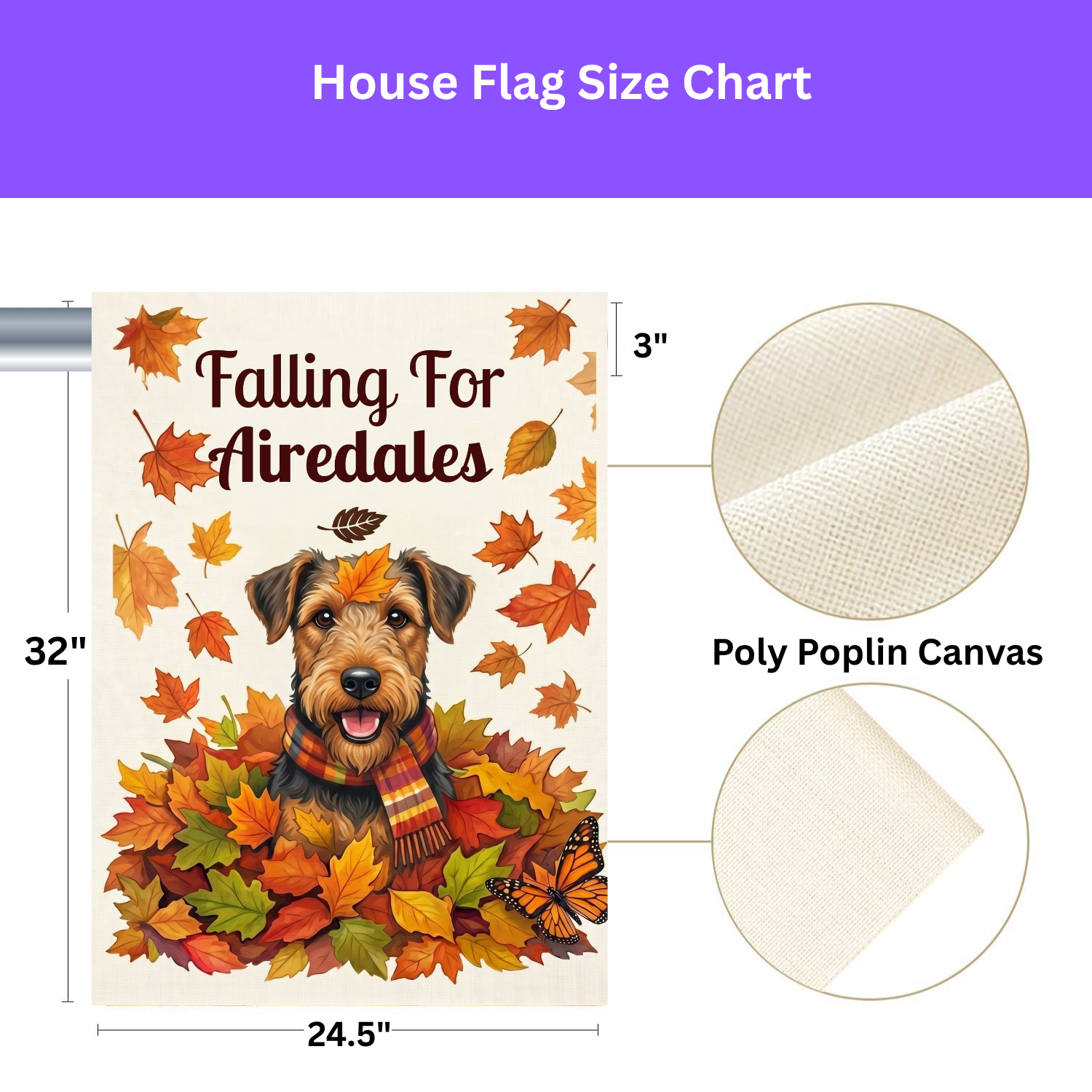 Falling for Airedales Autumn Garden Flag Double Sided 12x18 24x32 Outdoor