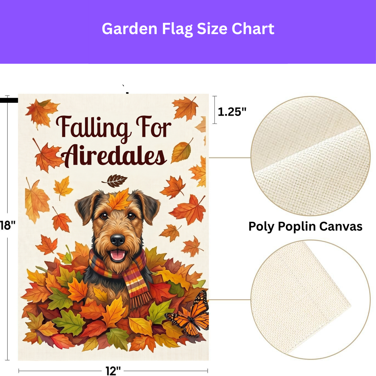 Falling for Airedales Autumn Garden Flag Double Sided 12x18 24x32 Outdoor