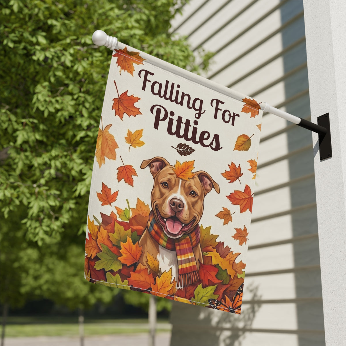 Falling For Pitties Fawn American Pitbull Terrier Garden Flag Double Sided