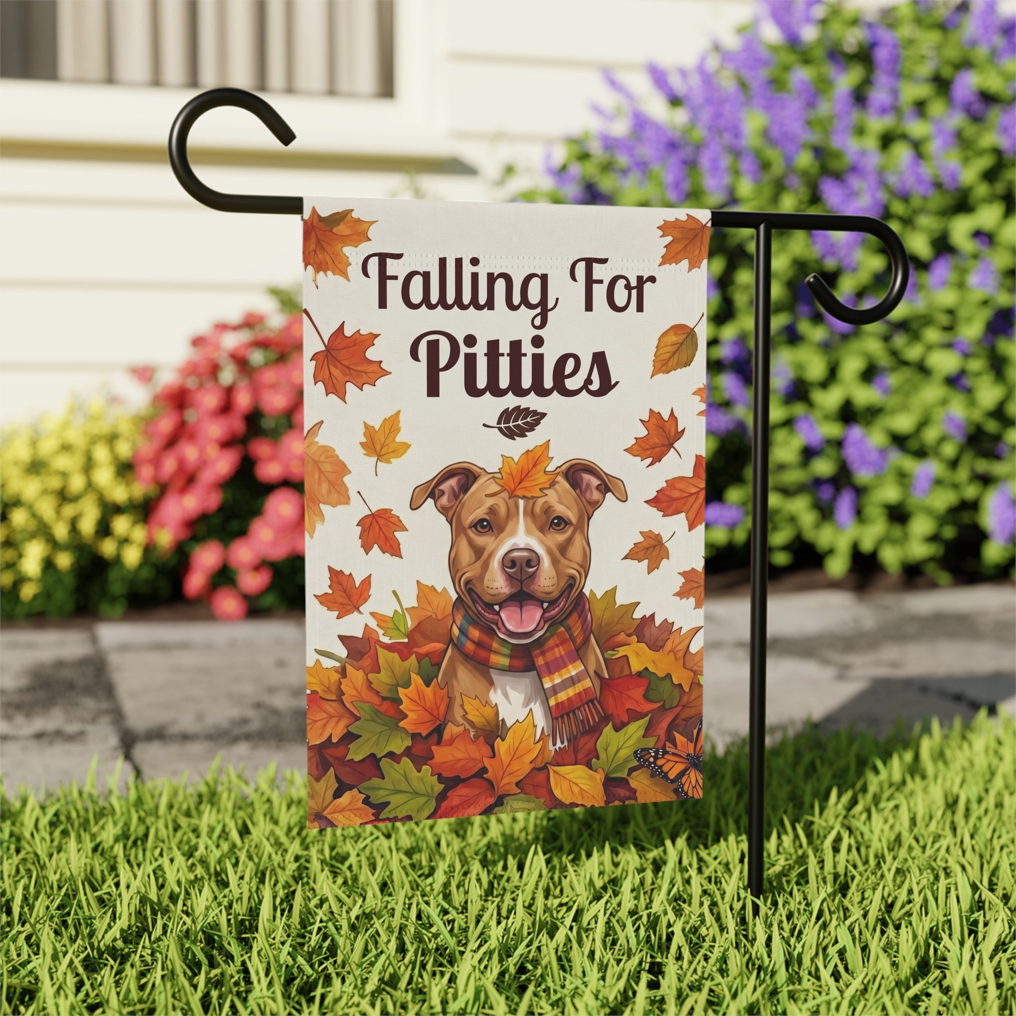 Falling For Pitties Fawn American Pitbull Terrier Garden Flag Double Sided