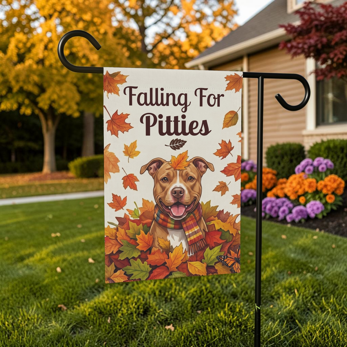 Falling For Pitties Fawn American Pitbull Terrier Garden Flag Double Sided
