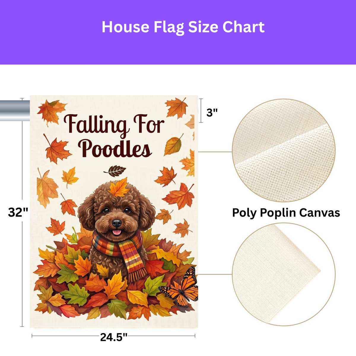 Falling For Poodles Chocolate Poodle Garden Flag Double Sided 12x18 24x32