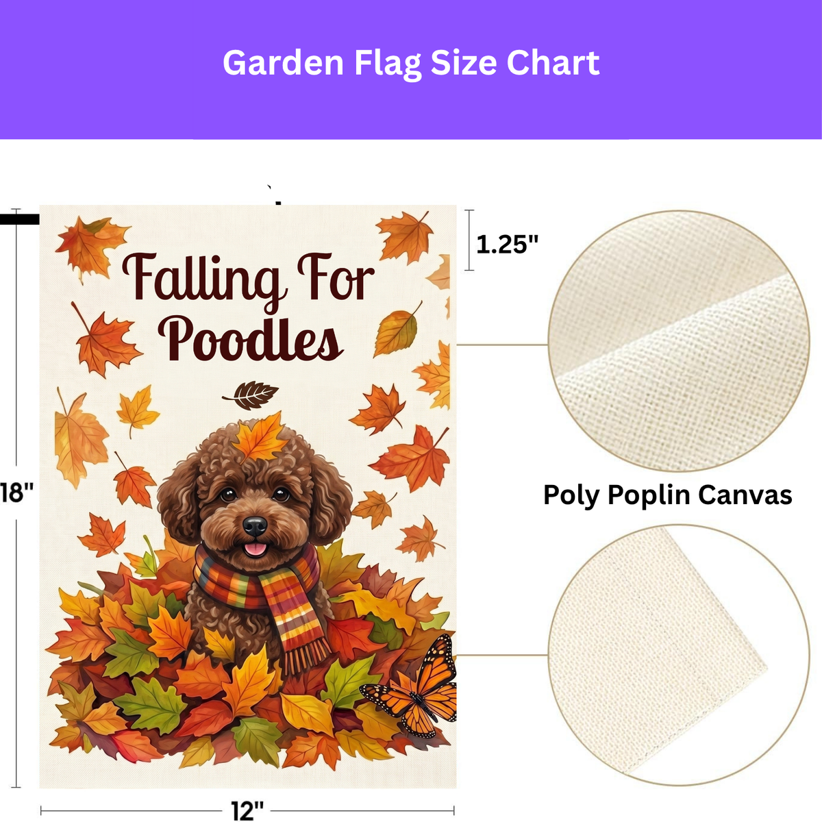 Falling For Poodles Chocolate Poodle Garden Flag Double Sided 12x18 24x32