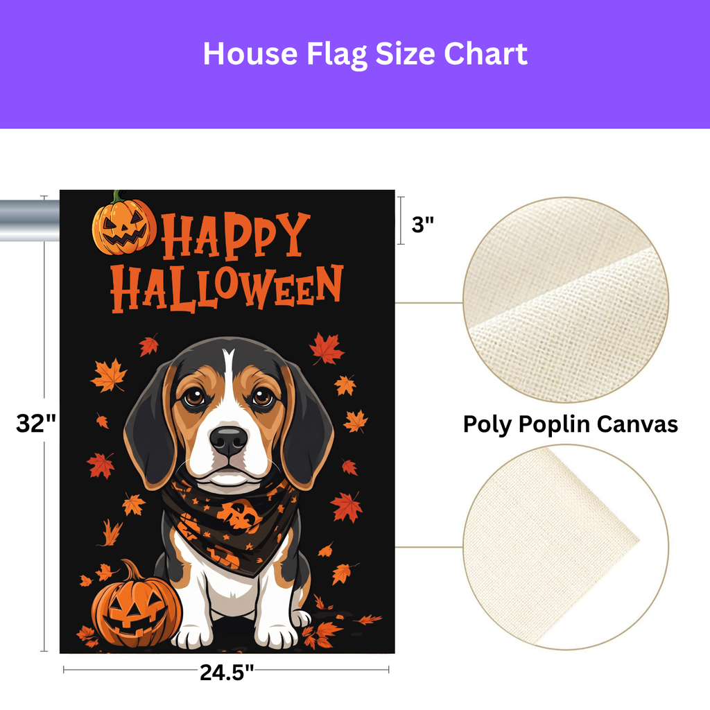 Little Pumpkin and Beagle Happy Halloween Garden Flag Double Sided 12x18 24x32