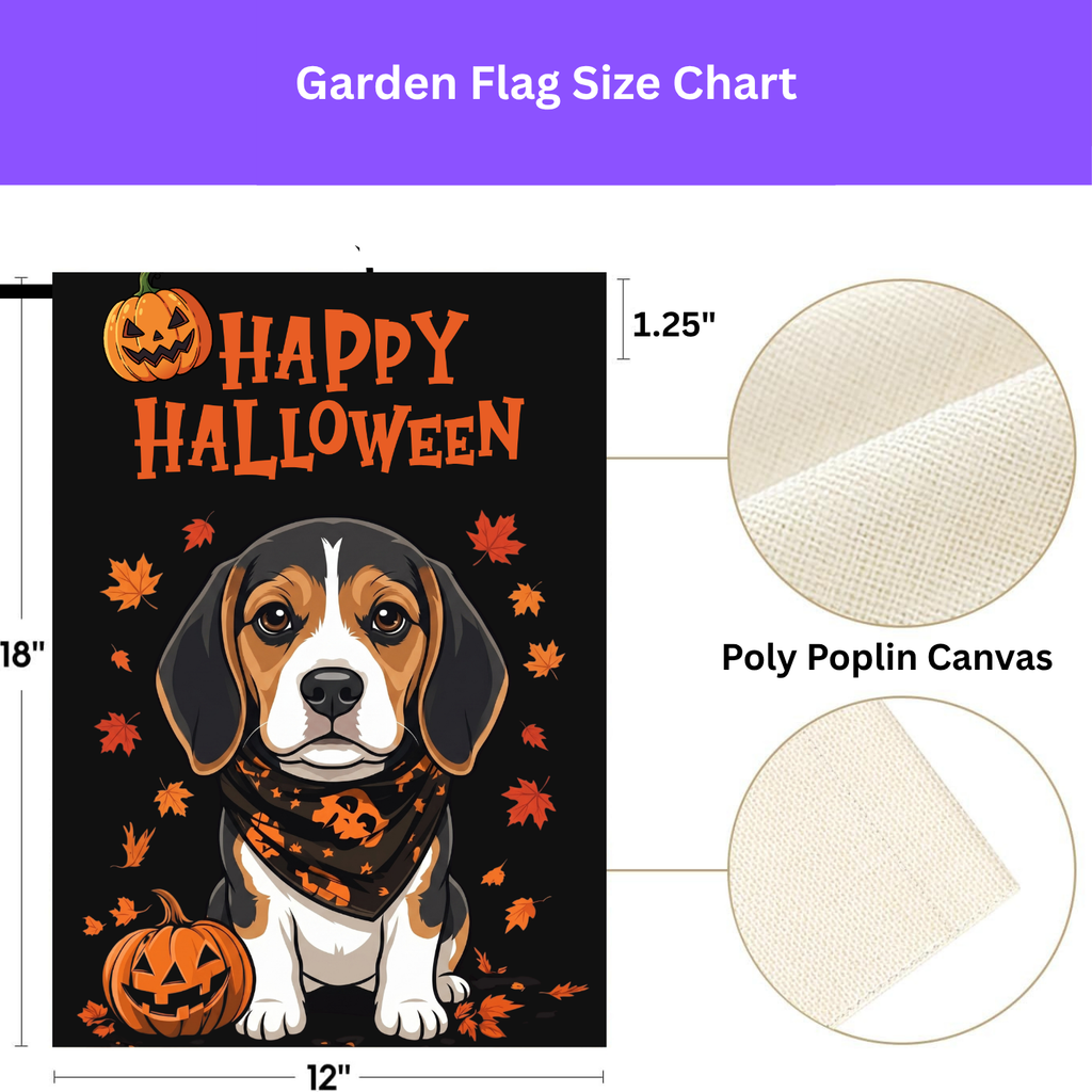 Little Pumpkin and Beagle Happy Halloween Garden Flag Double Sided 12x18 24x32