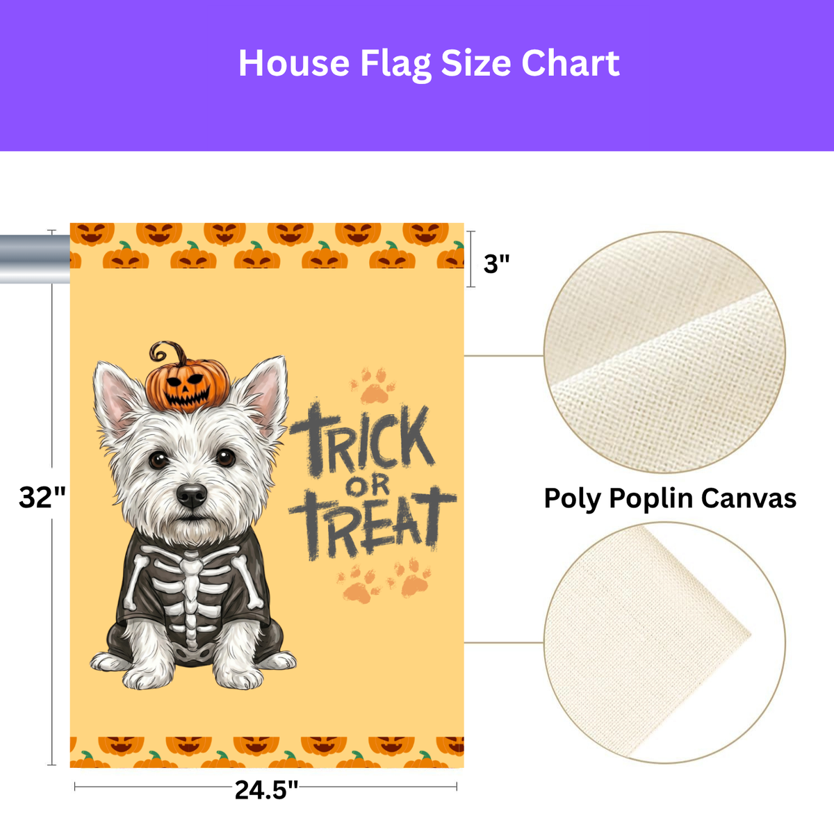 Trick or Treat Westie Halloween Garden Flag Double Sided 12x18 24x32 Outdoor