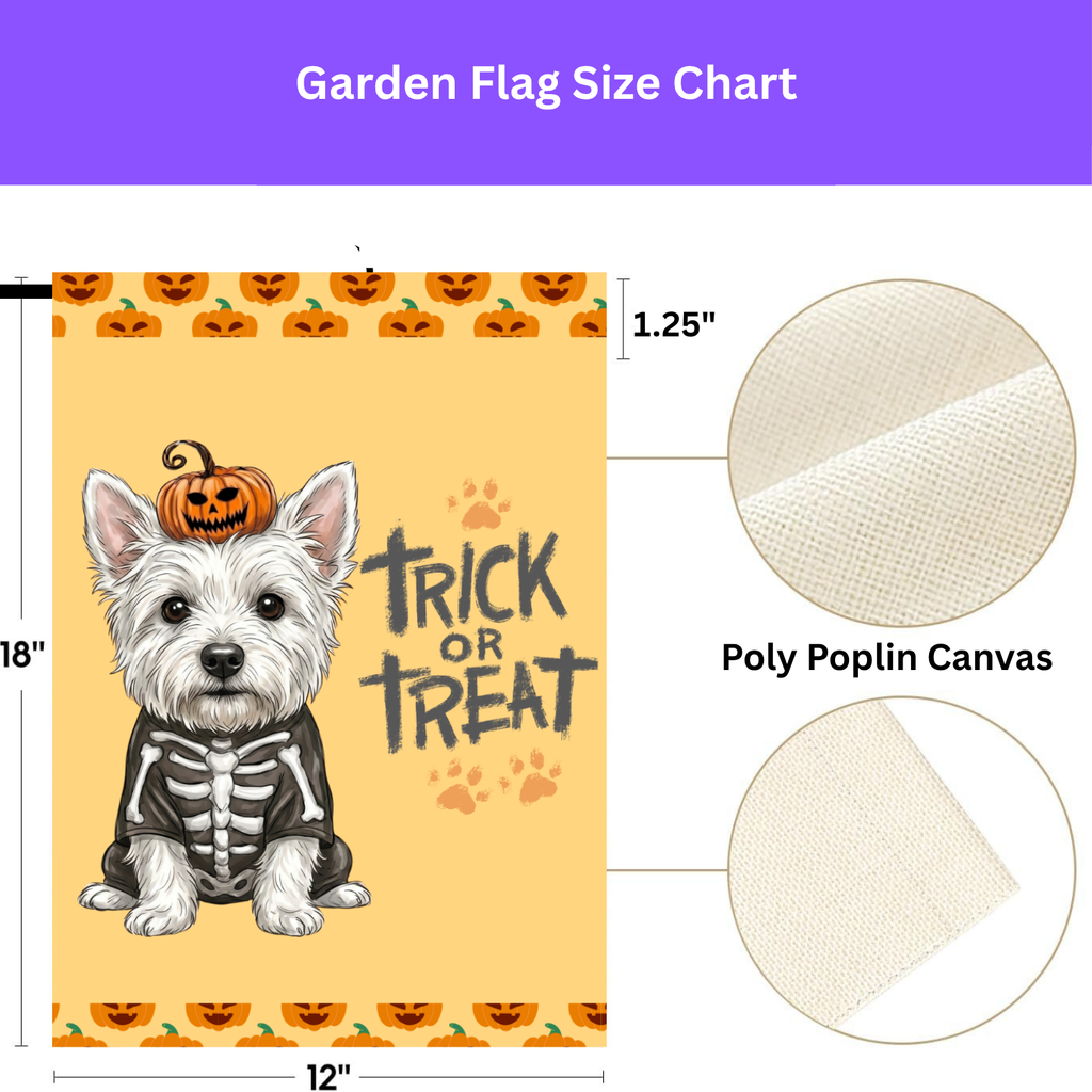 Trick or Treat Westie Halloween Garden Flag Double Sided 12x18 24x32 Outdoor