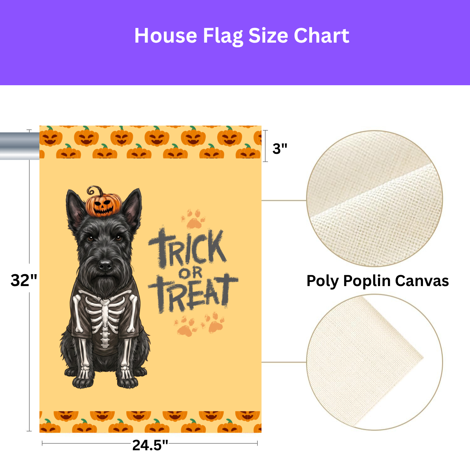 Trick or Treat Scottish Terrier Halloween Garden Flag Double Sided 12x18 24x32
