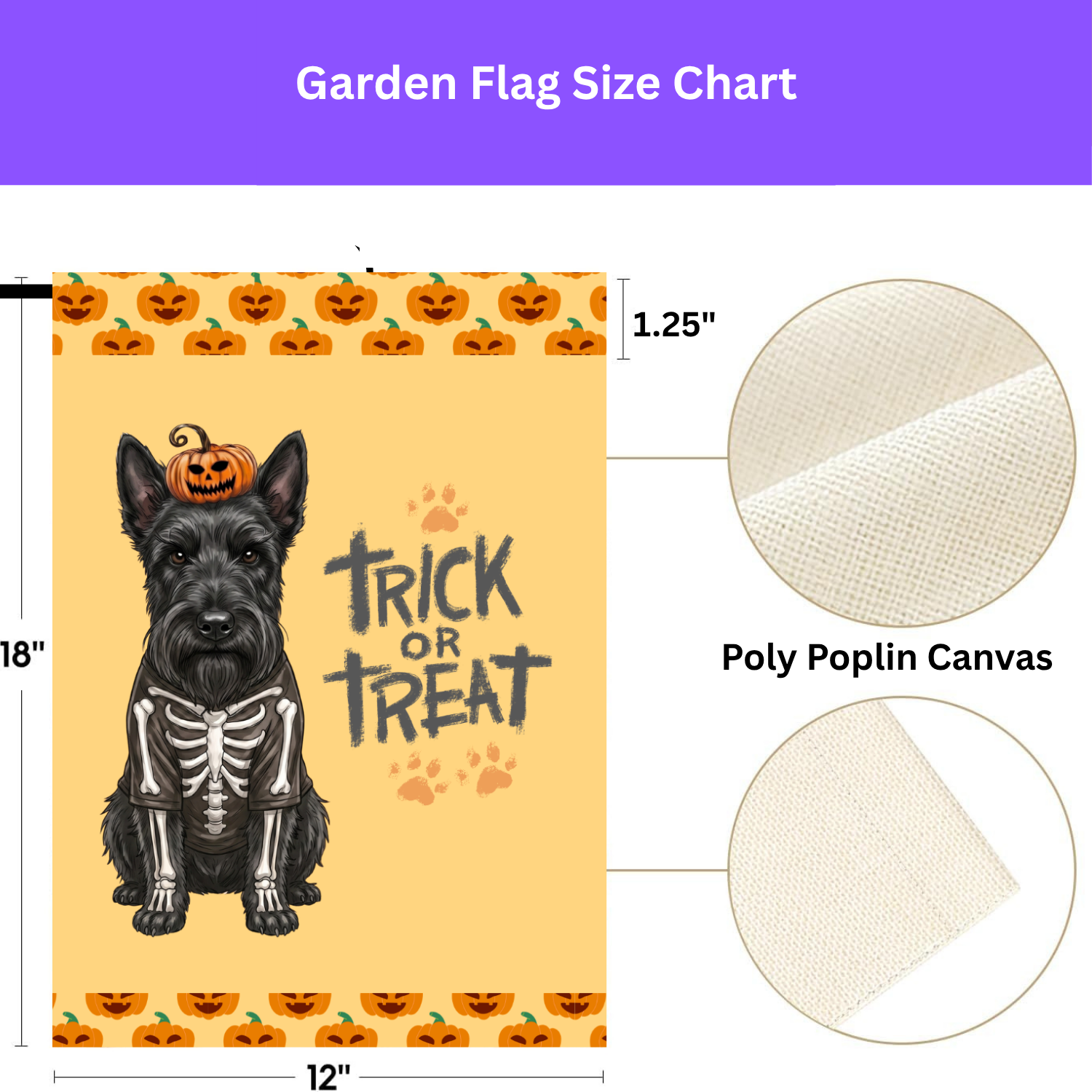 Trick or Treat Scottish Terrier Halloween Garden Flag Double Sided 12x18 24x32