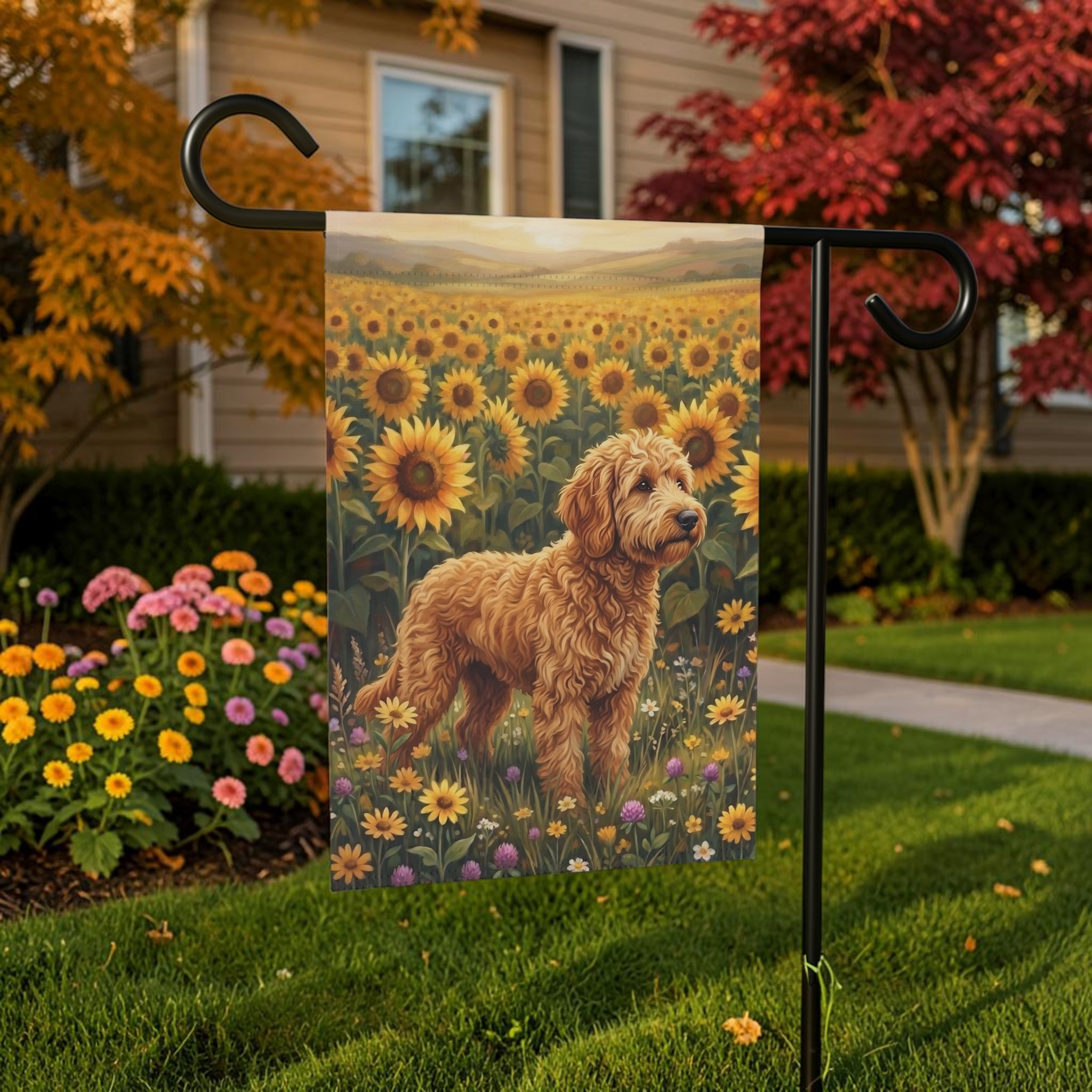 Sunflower Field Golden Noodle Garden Flag Double Sided 12x18 24x32 Outdoor