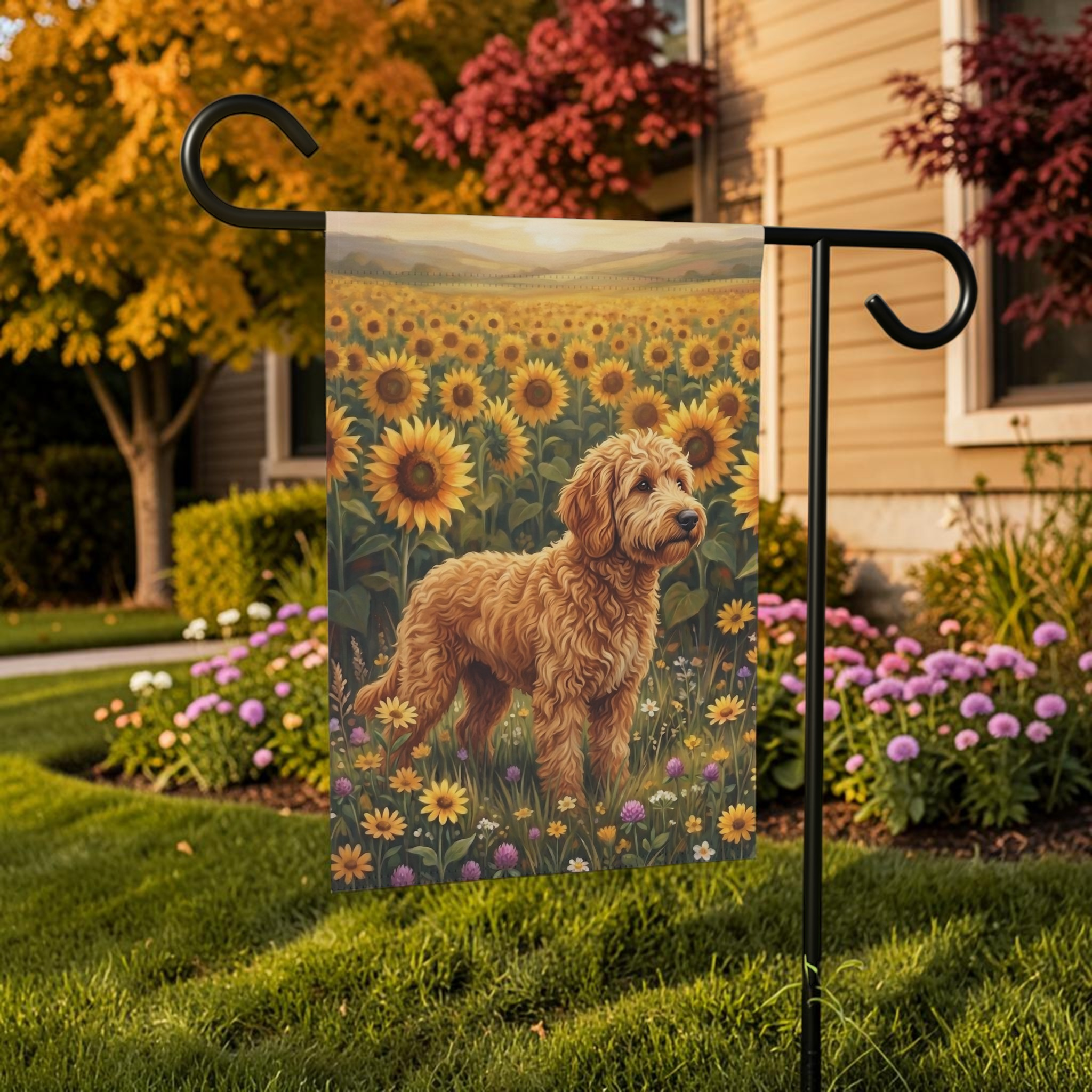 Sunflower Field Golden Noodle Garden Flag Double Sided 12x18 24x32 Outdoor