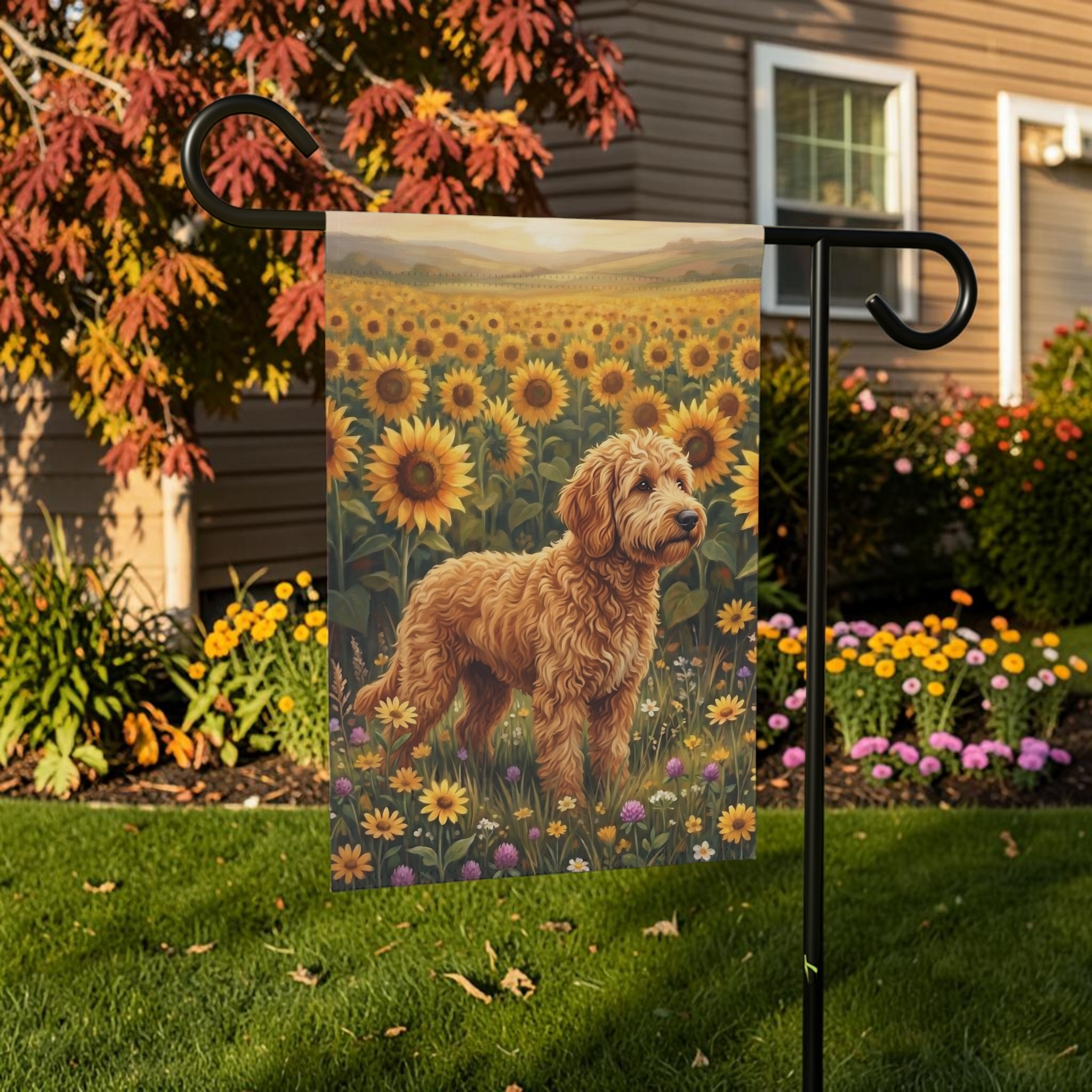 Sunflower Field Golden Noodle Garden Flag Double Sided 12x18 24x32 Outdoor