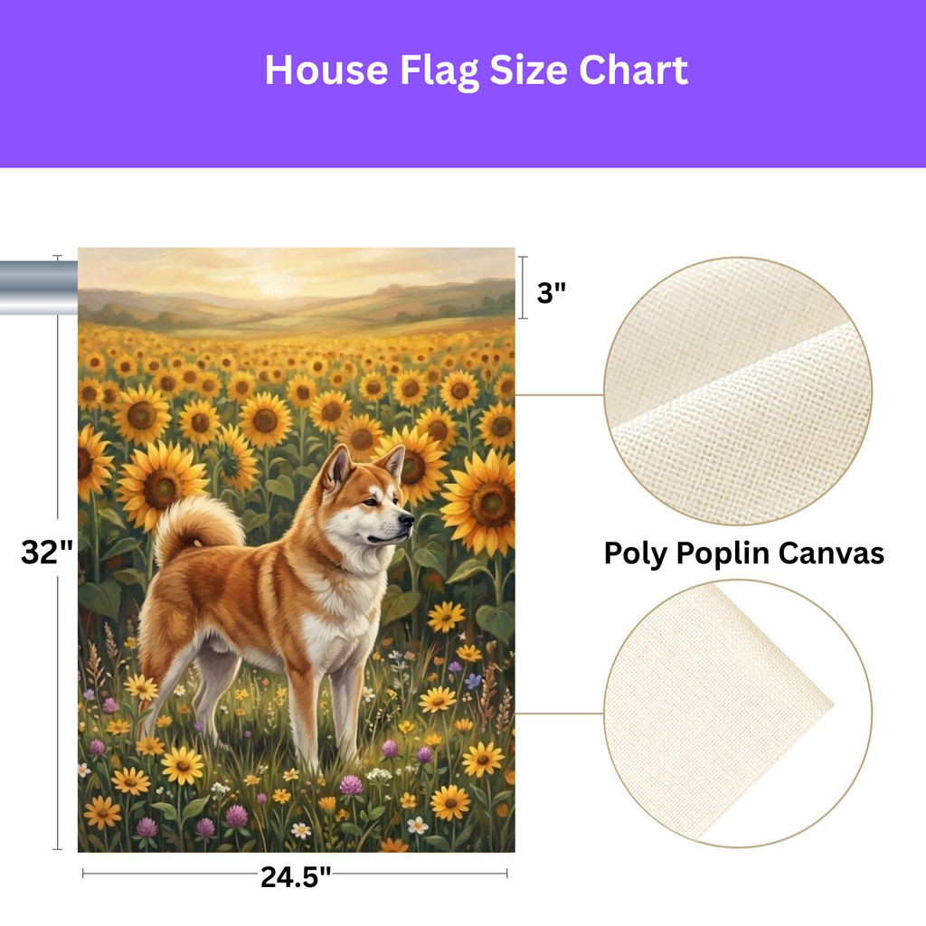 Sunflower Field Akita Garden Flag Double Sided 12x18 24x32 Outdoor
