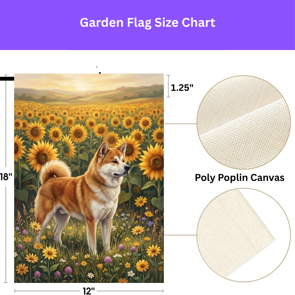 Sunflower Field Akita Garden Flag Double Sided 12x18 24x32 Outdoor
