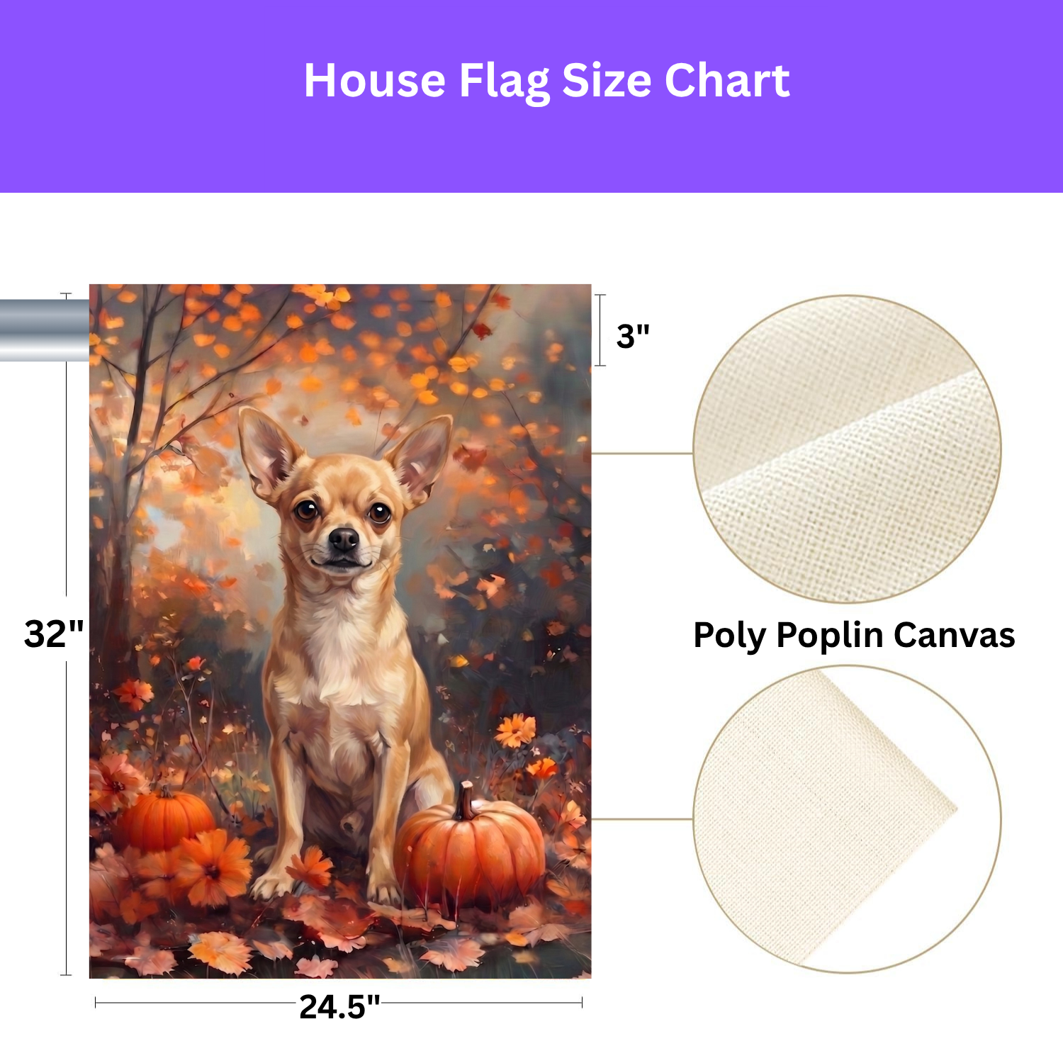 Fall Short Haired Chihuahua With Pumpkins Garden Flag Double Sided 12x18 24x32